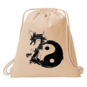 Yin Yang Dragon Water Ink Chinese Tai Chi Drawstring Bag