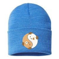 Yin Yang Dogs Cute Kawaii Dog Lover Yoga Gift Cute Gift Sustainable Knit Beanie