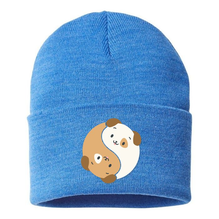 Yin Yang Dogs Cute Kawaii Dog Lover Yoga Gift Cute Gift Sustainable Knit Beanie