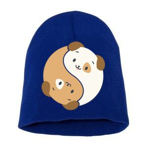 Yin Yang Dogs Cute Kawaii Dog Lover Yoga Gift Cute Gift Short Acrylic Beanie