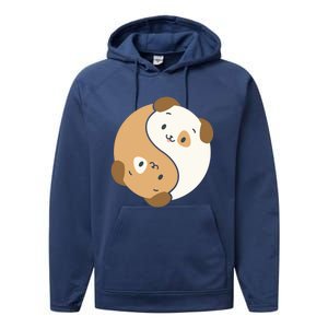 Yin Yang Dogs Cute Kawaii Dog Lover Yoga Gift Cute Gift Performance Fleece Hoodie