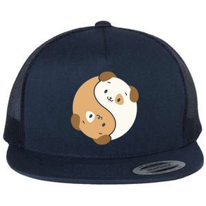 Yin Yang Dogs Cute Kawaii Dog Lover Yoga Gift Cute Gift Flat Bill Trucker Hat