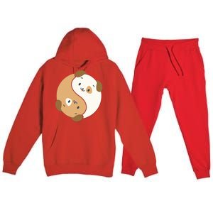 Yin Yang Dogs Cute Kawaii Dog Lover Yoga Gift Cute Gift Premium Hooded Sweatsuit Set