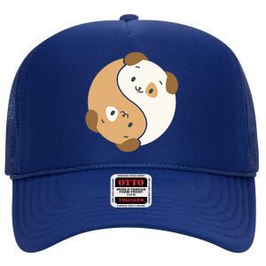 Yin Yang Dogs Cute Kawaii Dog Lover Yoga Gift Cute Gift High Crown Mesh Back Trucker Hat