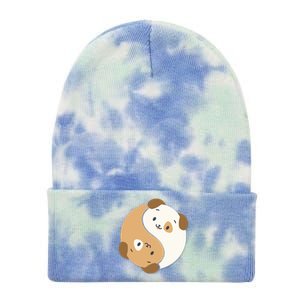 Yin Yang Dogs Cute Kawaii Dog Lover Yoga Gift Cute Gift Tie Dye 12in Knit Beanie