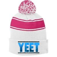Yeet Stripe Pom Pom Beanie