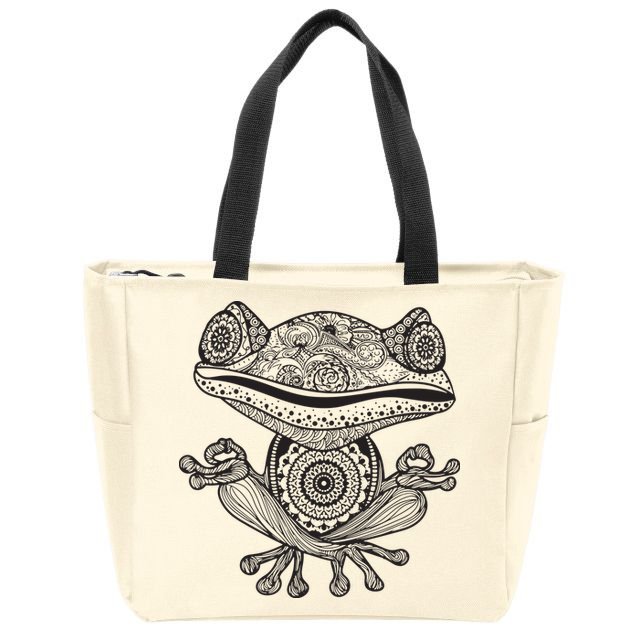 Yoga Yoga Frog Mandala Meditation Class Teacher Gift Zip Tote Bag