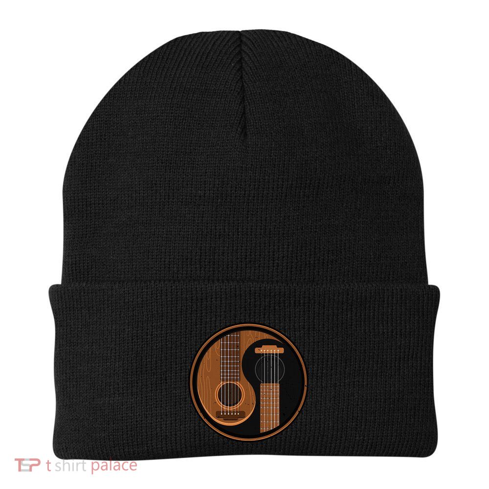 Yin Yang Guitar Player Guitarist Musician Funny Artist Gift Knit Cap Winter Beanie