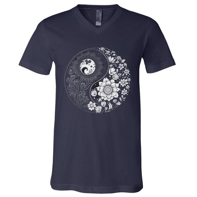 Yin Yang Lotus Mandala Graphic Tees for Boy Girl V-Neck T-Shirt