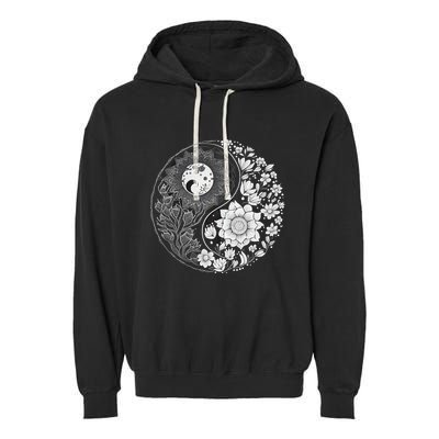 Yin Yang Lotus Mandala Graphic Tees For Men Women Garment-Dyed Fleece Hoodie