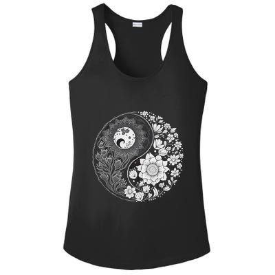 Yin Yang Lotus Mandala Graphic Tees For Men Women Ladies PosiCharge Competitor Racerback Tank