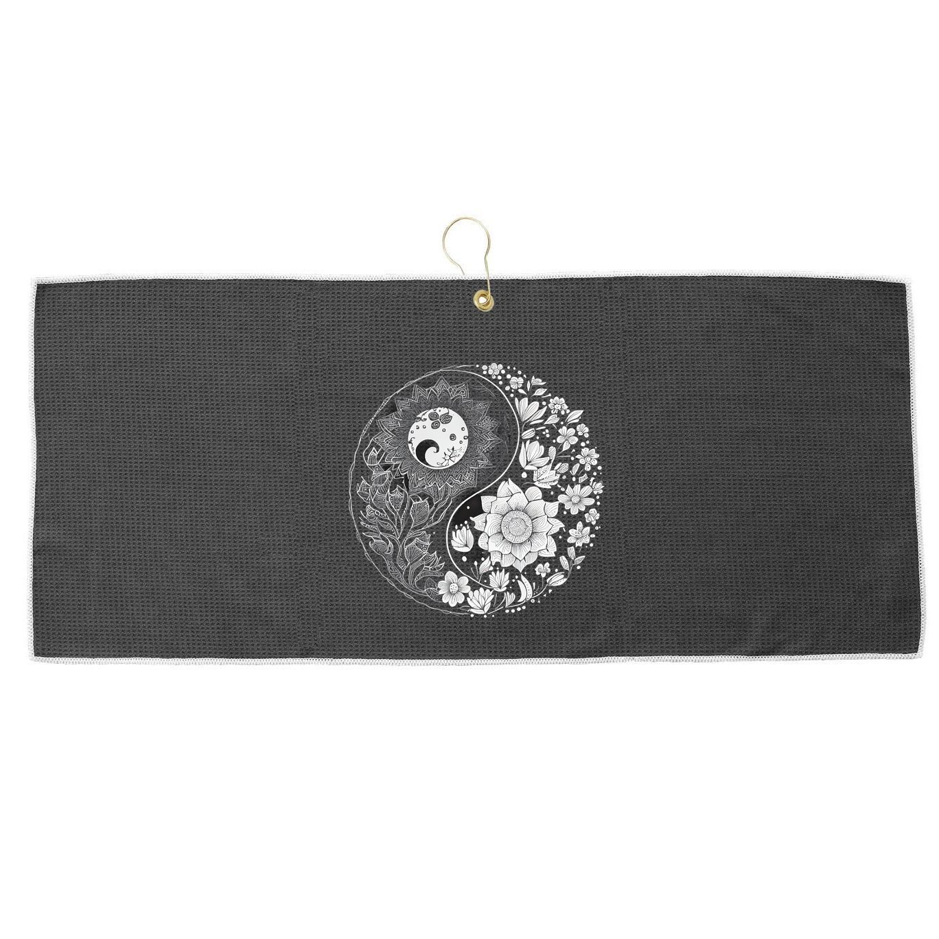 Yin Yang Lotus Mandala Graphic Tees For Men Women Large Microfiber Waffle Golf Towel