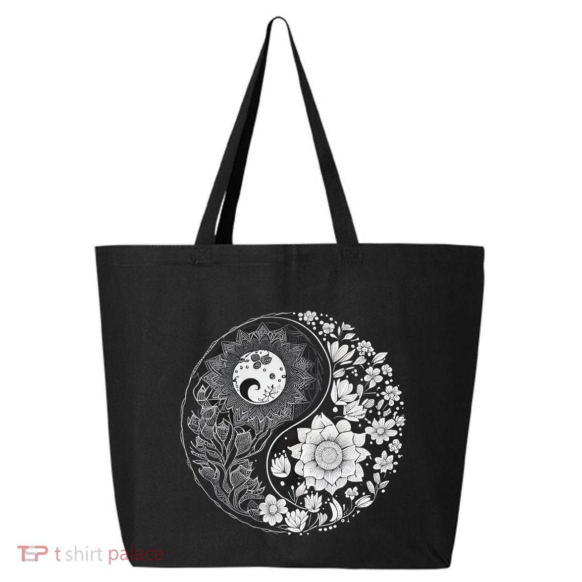 Yin Yang Lotus Mandala Graphic Tees For Men Women 25L Jumbo Tote