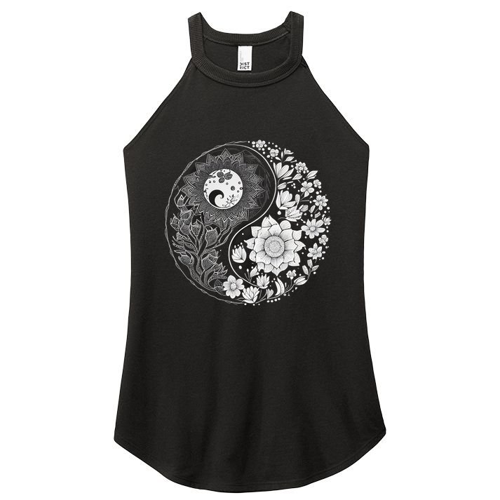 Yin Yang Lotus Mandala Graphic Tees For Men Women Women's Perfect Tri Rocker Tank