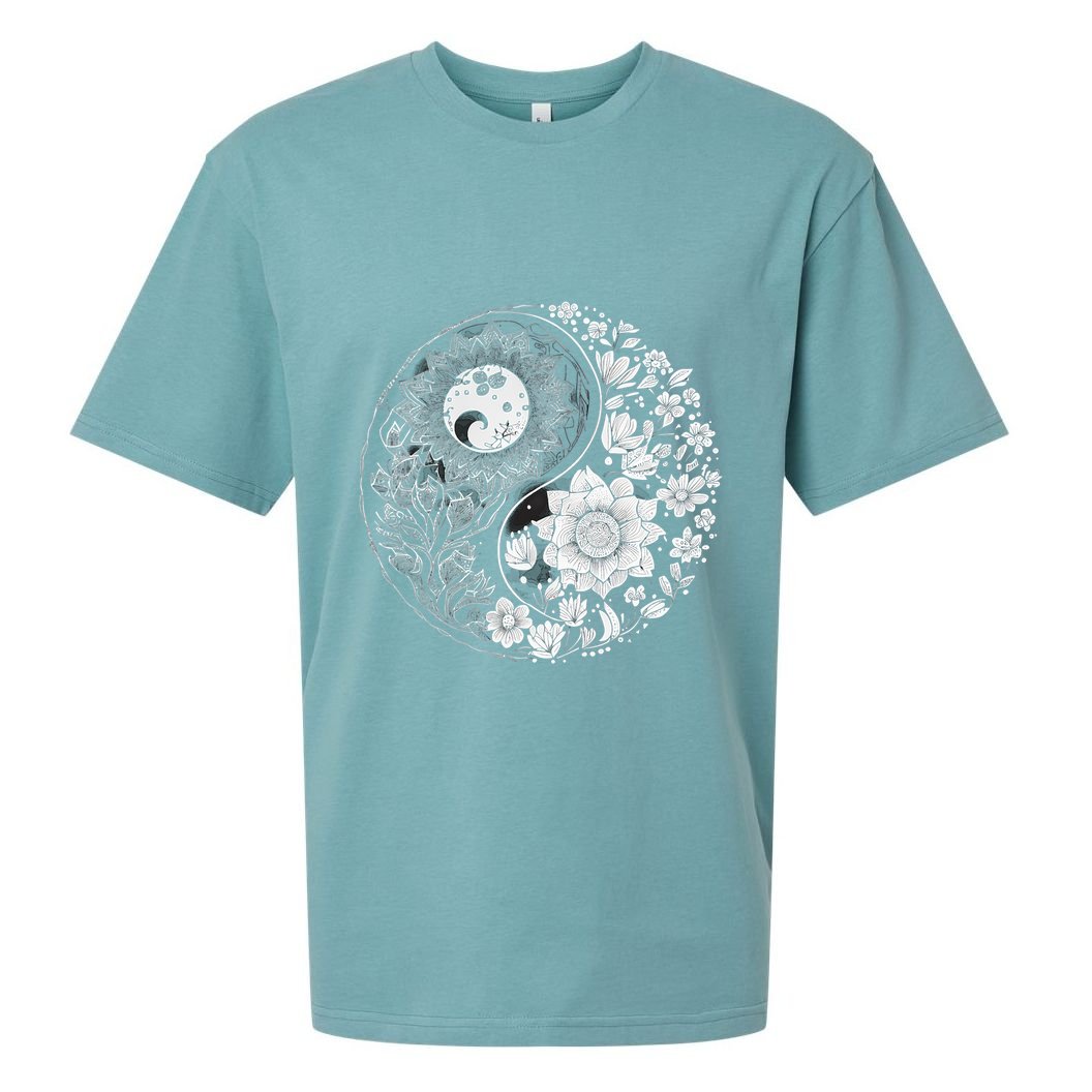 Yin Yang Lotus Mandala Graphic Tees For Men Women Sueded Cloud Jersey T-Shirt