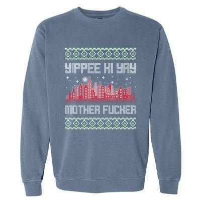 Yippee Yay Mother Fucker Christmas Gift Ugly Cute Sweater Cute Gift Garment-Dyed Sweatshirt