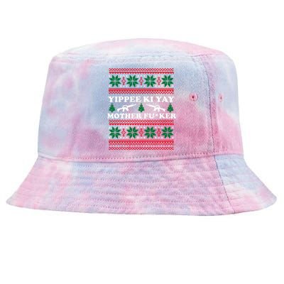 Yippee Yay Mother Fuker funny Christmas Movie Design Tie-Dyed Bucket Hat