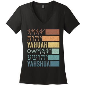 Yahuah Yahshua Names In Paleo Hebrew Women's V-Neck T-Shirt