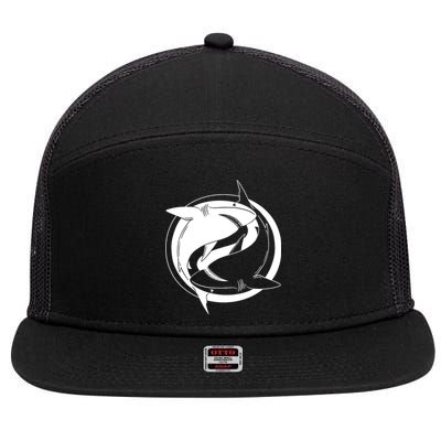 Ying Yang Shark 7 Panel Mesh Trucker Snapback Hat