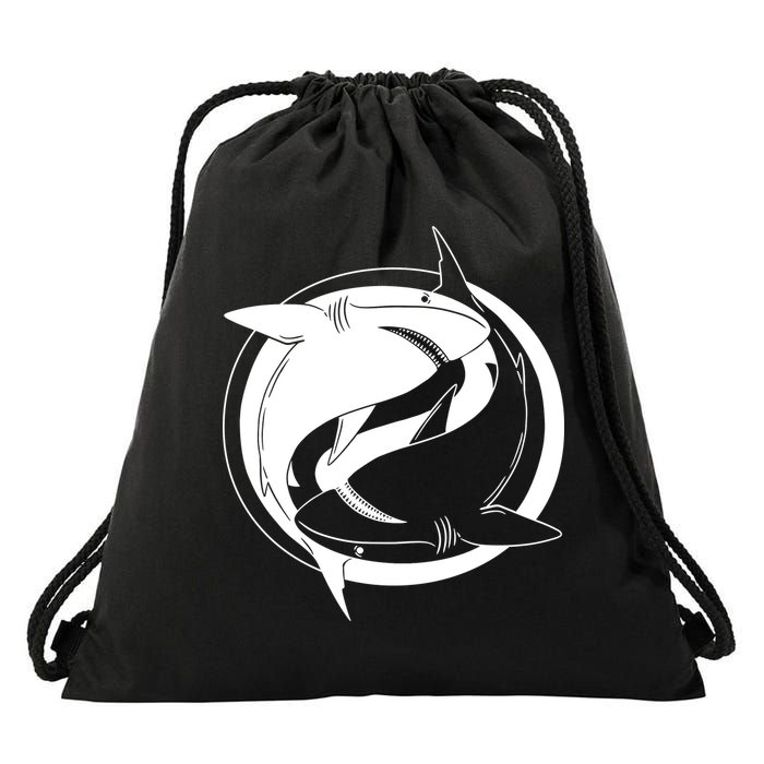Ying Yang Shark Drawstring Bag