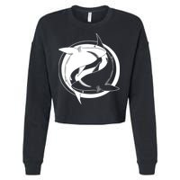 Ying Yang Shark Cropped Pullover Crew