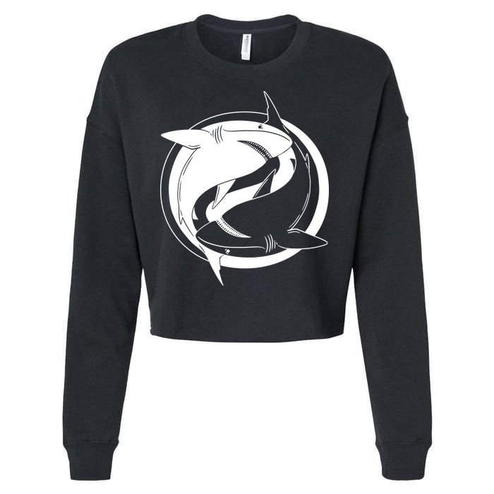 Ying Yang Shark Cropped Pullover Crew