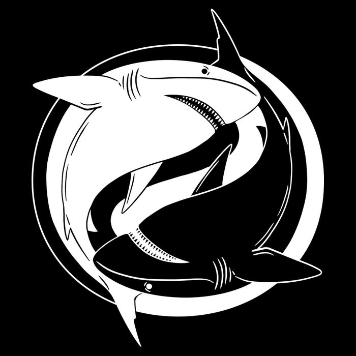 Ying Yang Shark Cropped Pullover Crew