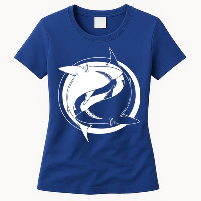 Ying Yang Shark Womens T-Shirt