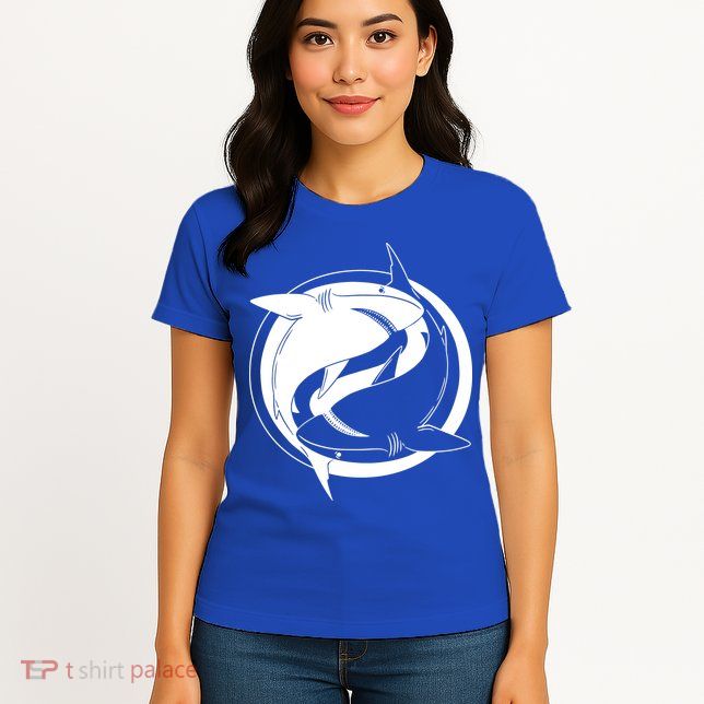 Ying Yang Shark Womens T-Shirt