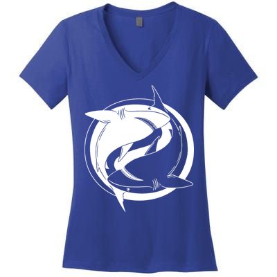 Ying Yang Shark Women's V-Neck T-Shirt