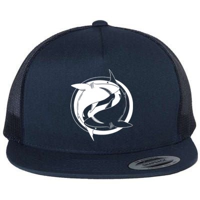 Ying Yang Shark Flat Bill Trucker Hat