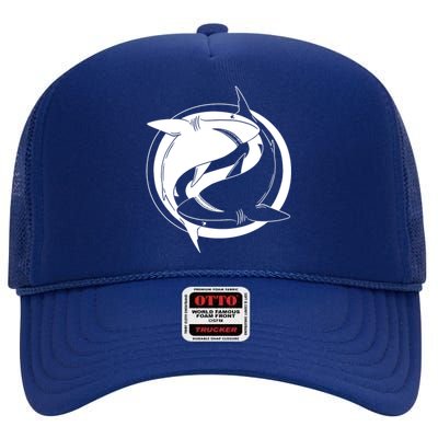 Ying Yang Shark High Crown Mesh Back Trucker Hat