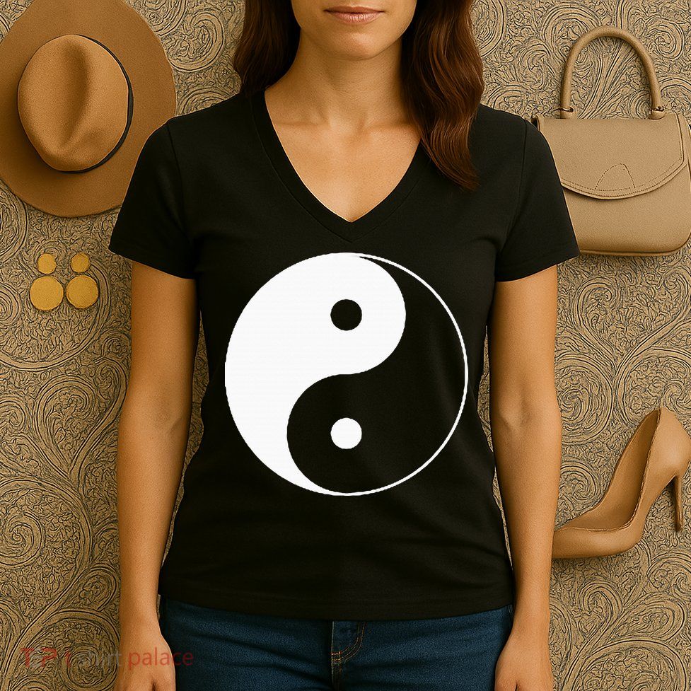 Yin Yang Symbol Taoism Chinese East Asian Philosophy Women's V-Neck T-Shirt