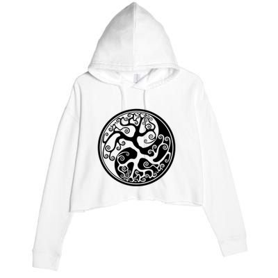Yin Yang Tree Of Life Crop Fleece Hoodie