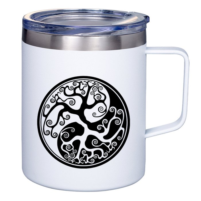 Yin Yang Tree Of Life 12oz Stainless Steel Coffee Mug