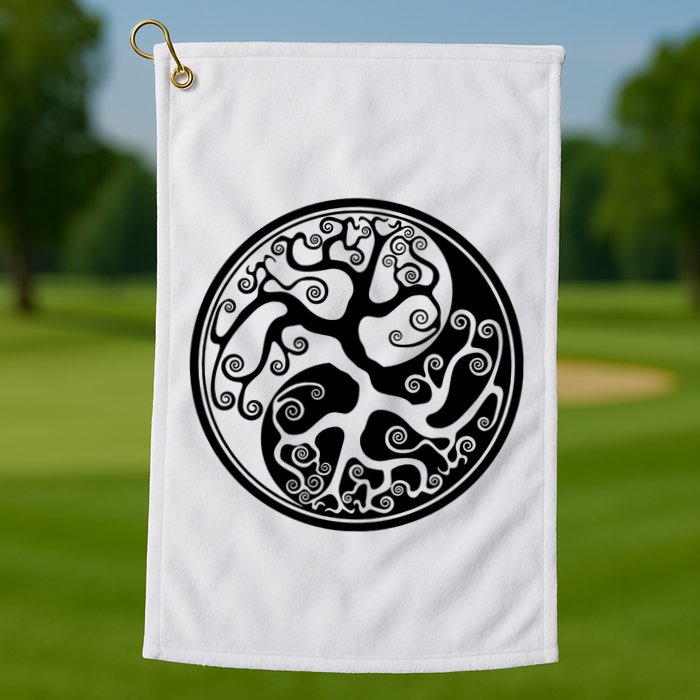 Yin Yang Tree Of Life Golf Towel