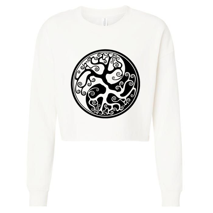 Yin Yang Tree Of Life Cropped Pullover Crew