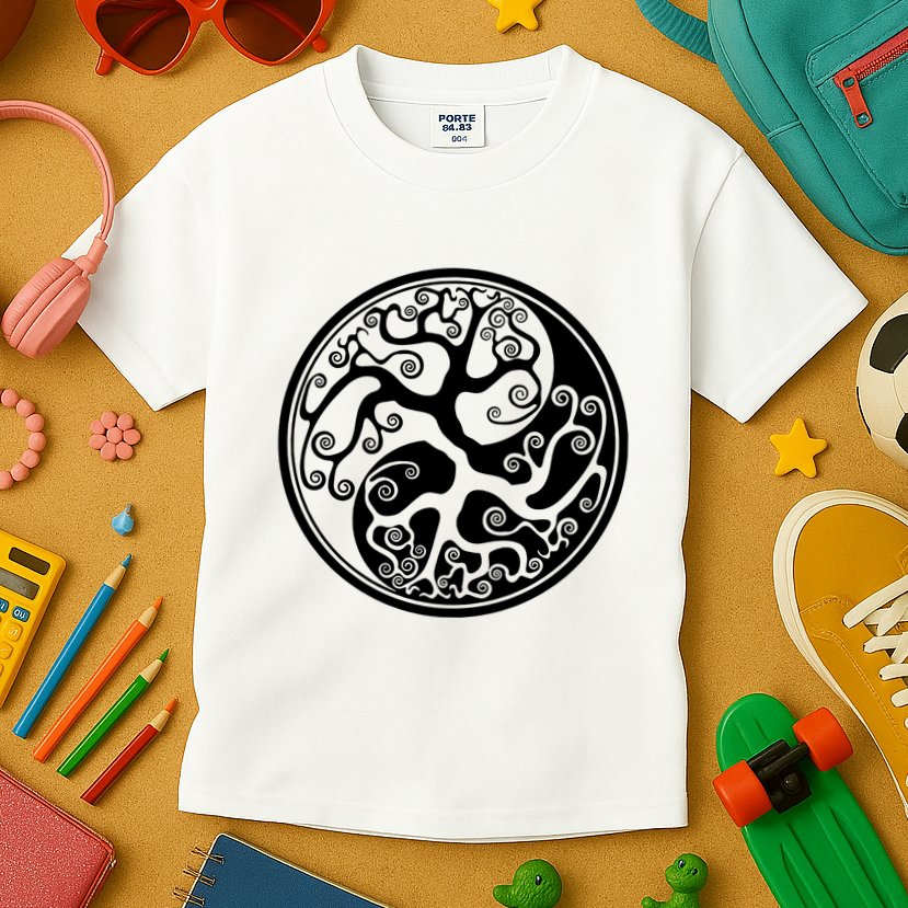 Yin Yang Tree Of Life Kids T-Shirt