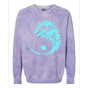 Yin Yang Turquoise Blue Bonsai Tree Japanese Buddhist Zen Gift Colorblast Crewneck Sweatshirt