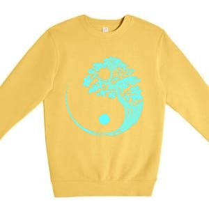 Yin Yang Turquoise Blue Bonsai Tree Japanese Buddhist Zen Gift Premium Crewneck Sweatshirt