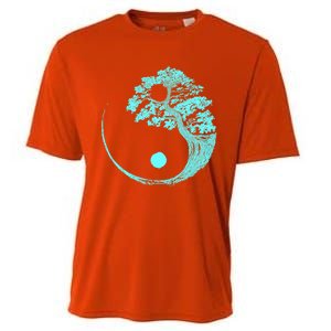 Yin Yang Turquoise Blue Bonsai Tree Japanese Buddhist Zen Gift Cooling Performance Crew T-Shirt