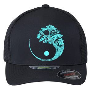 Yin Yang Turquoise Blue Bonsai Tree Japanese Buddhist Zen Gift Flexfit Unipanel Trucker Cap