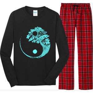 Yin Yang Turquoise Blue Bonsai Tree Japanese Buddhist Zen Gift Long Sleeve Pajama Set