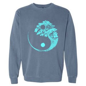 Yin Yang Turquoise Blue Bonsai Tree Japanese Buddhist Zen Gift Garment-Dyed Sweatshirt