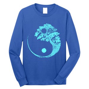 Yin Yang Turquoise Blue Bonsai Tree Japanese Buddhist Zen Gift Long Sleeve Shirt