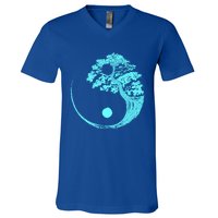 Yin Yang Turquoise Blue Bonsai Tree Japanese Buddhist Zen Gift V-Neck T-Shirt