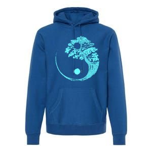 Yin Yang Turquoise Blue Bonsai Tree Japanese Buddhist Zen Gift Premium Hoodie