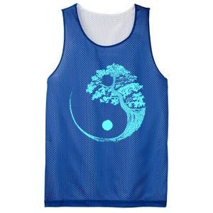 Yin Yang Turquoise Blue Bonsai Tree Japanese Buddhist Zen Gift Mesh Reversible Basketball Jersey Tank