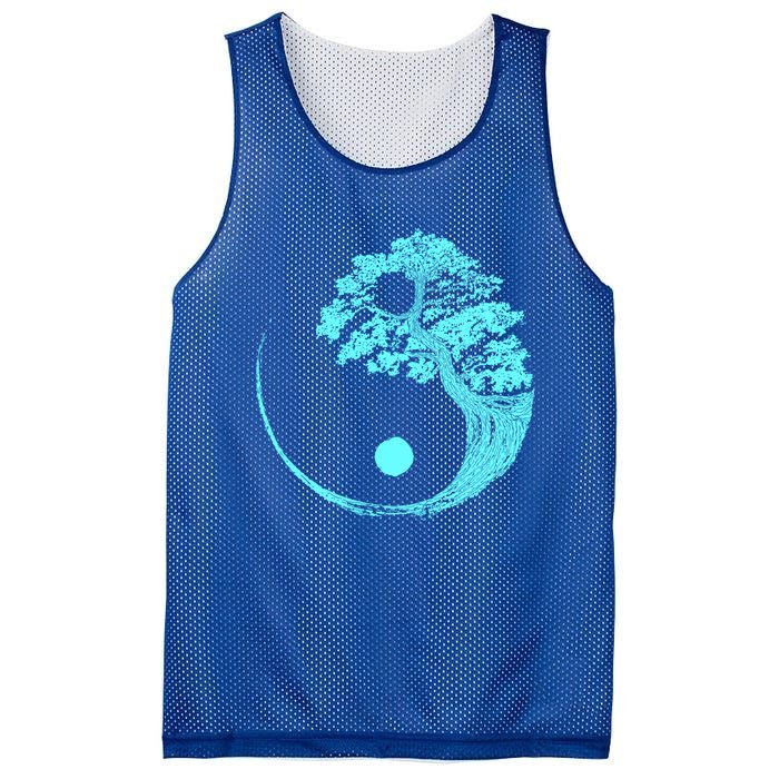 Yin Yang Turquoise Blue Bonsai Tree Japanese Buddhist Zen Gift Mesh Reversible Basketball Jersey Tank