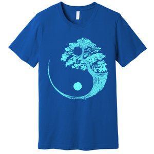 Yin Yang Turquoise Blue Bonsai Tree Japanese Buddhist Zen Gift Premium T-Shirt